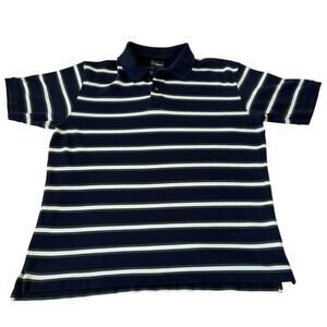 L.L. Bean Men’s Collared Short Sleeve Polo Shirt Size Large Golf Blue Striped